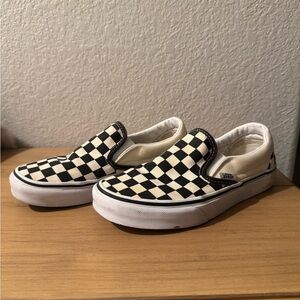 Vans Black and White Checkerboard Slip-Ons